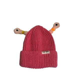 Gogo Taotao Beanie Pink Monster Light Up Eye Antennae Ribbed Knit Hat Kids Girls